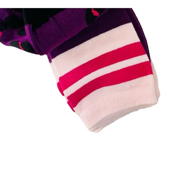 Kate Spade Crew Socks KS Logo Purple Pink Leopard Animal Print - Picture 3 of 4